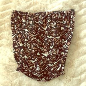 Tribal print strapless loose crop